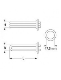 ТЕН універсальний нагрівач для харчового котла Ascobloc, Kuppersbusch 415405 6000Вт, 230В, фланець 47,5 мм