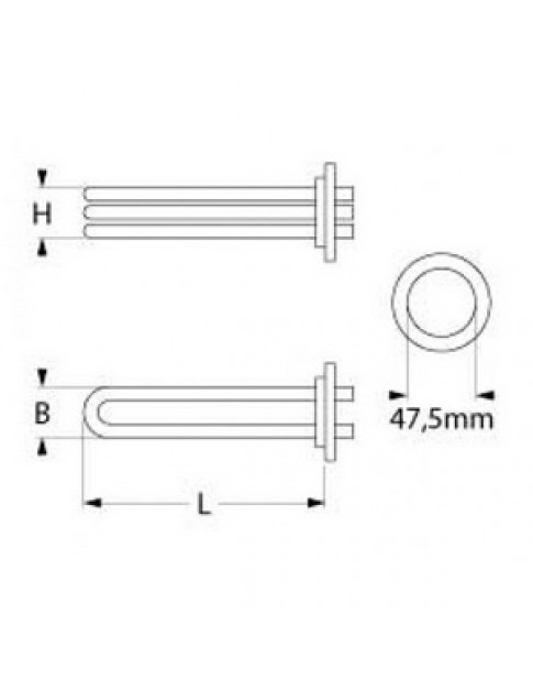 ТЕН універсальний нагрівач для харчового котла Ascobloc, Kuppersbusch 415405 6000Вт, 230В, фланець 47,5 мм