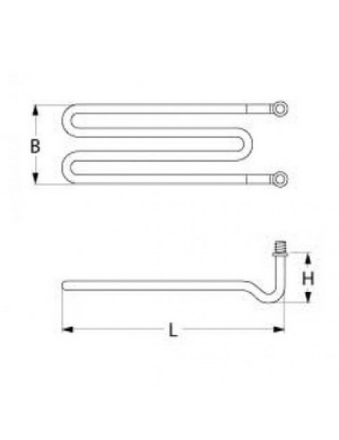 ТЕН бака, ванни для посудомийної машини Bartscher, Apach, Colged 415665 2750-3250Вт, 230В, фланець зігнутий M10x1