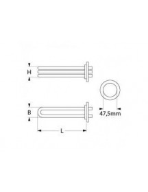 Тен бойлера для посудомийної машини Kupperbusch, Meiko 415693 3000W 230V L=220 B=30mm