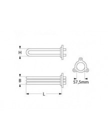 Тен бойлера для посудомийної машини Rada, NuovaSimonelli, Omniwash 416214 6000W 230V B=410mm B=32mm
