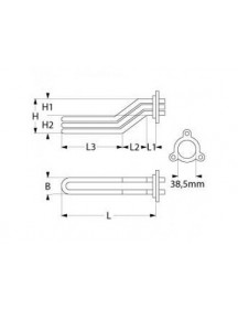 Тен бойлера для посудомийної машини Angelo-Po, Horeca-Select, Silanos 416267 4500W 230V L=358mm B=32mm