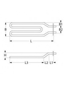 ТЕН нагрівач для гриля Zanussi, Electrolux KGR, WGR, E9GRE серії 416978 2500Вт, 400В, фланець 60x30мм