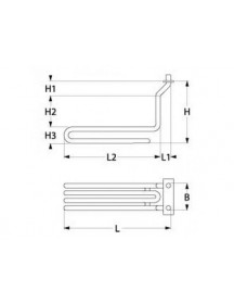 Тен для фритюрниці Electrolux, Zanussi 417631 2900W 230V фланець 66х32мм