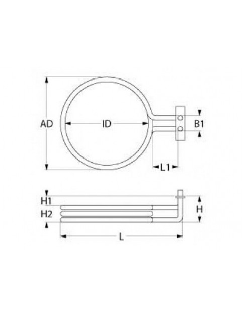 Тен для конвекційної печі Mastro, Tecnoeka 418043 1600W 230V фланець 70x22mm