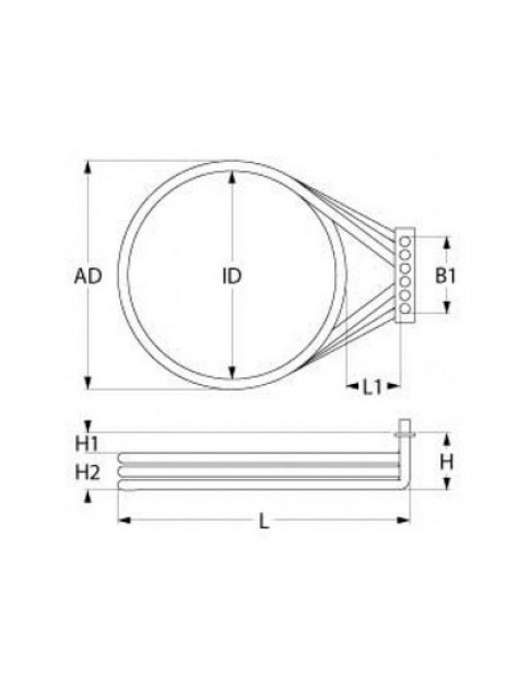 Тен для пароконвектомата Bertos 418132 7350W 230V фланець 143x25mm