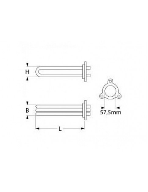Тен бойлера для посудомийної машини Angelo Po, Silanos 418249 10000W 230V L=512mm B=50mm