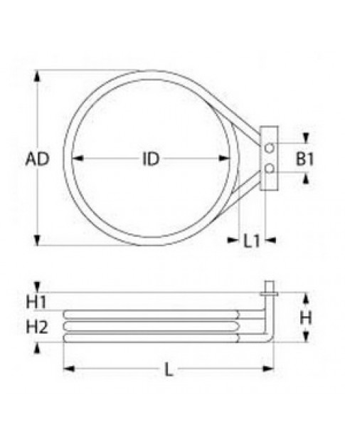 ТЕН універсальний нагрівач для Hupfer TEUH2 серії 418275 2000Вт, 230В, фланець 70x22мм