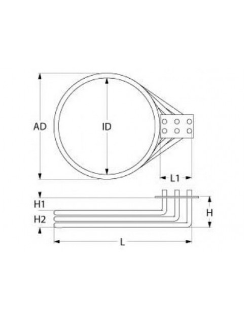 Тен для пароконвектомата Convotherm 418768 18900W 230V фланець 70x90mm