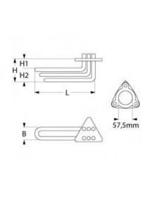 ТЕН бака, ванни для посудомийної машини Meiko 418769 11000Вт, 230В, фланець 57,5мм зігнутий ТЕН бака, ванни для посудомийної машини Meiko 418769 11000Вт, 230В, фланець 57,5мм зігнутий