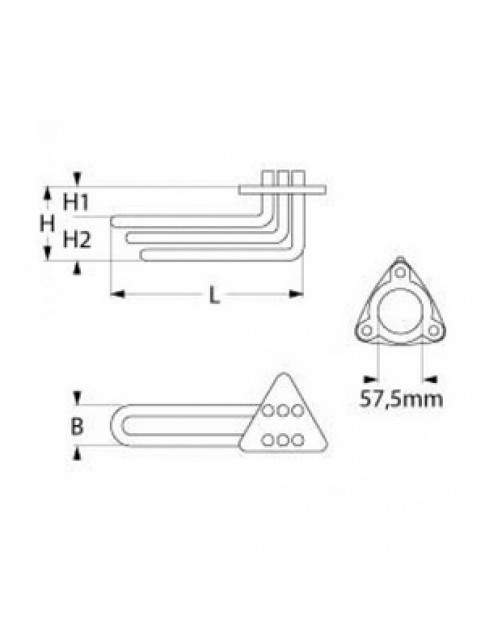 ТЕН бака, ванни для посудомийної машини Meiko 418769 11000Вт, 230В, фланець 57,5мм зігнутий