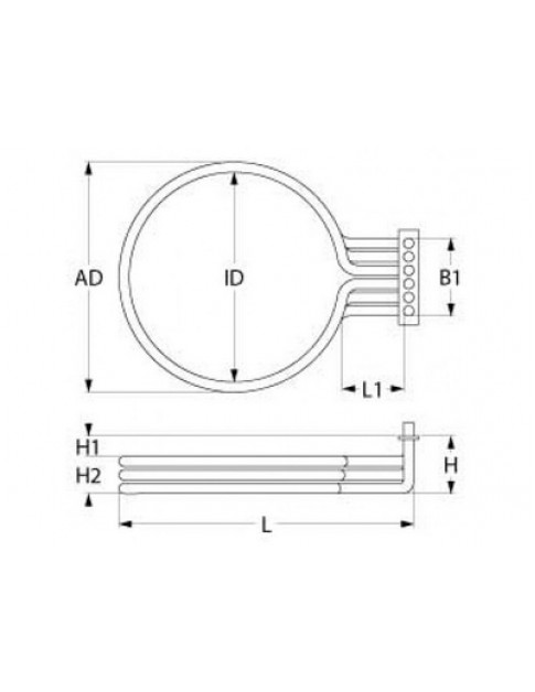 Тен для пароконвектомата Lotus, Inoxtrend 418905 8000W 230V фланець 142x25mm