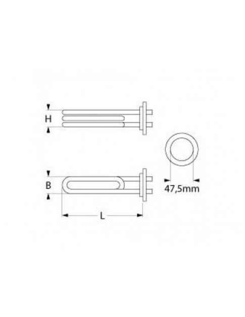 Тен бойлера для посудомийної машини Colged, Apach, Elettrobar 420057 3000W 230V L=330mm B=33mm