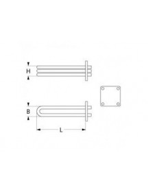 Тен бойлера для посудомийної машини Elframo, Komel, MBM 420213 9000W 240V L=483mm B=46mm фланець 81х96мм