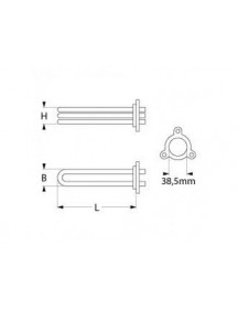 Тен бойлера для посудомийної машини GAM, Krupps 420278 2500W 230V L=310mm B=34mm