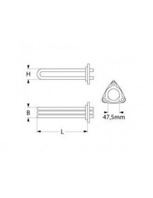 Тен бойлера для посудомийної машини Meiko 420368 10500W 230V L=490mm B=42mm