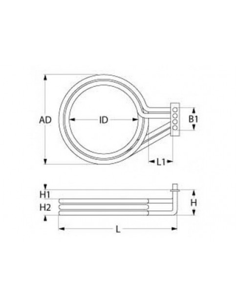 Тен для пароконвектомата Equipe, Bartscher, Garbin 420534 4000W 230V фланець 100x22mm