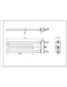 Тен для пральної машини Whirlpool 480111101171 TPO 185-LB-1900 Thermowatt L=185mm 1900W