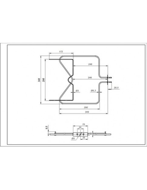 Тен нижній 1150W для духовки Whirlpool 481010375734