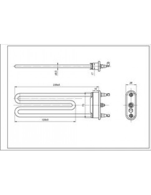 Тен для пральної машини Whirlpool 481010645279 TPD 245-SG-2050 Thermowatt L=245mm 2050W