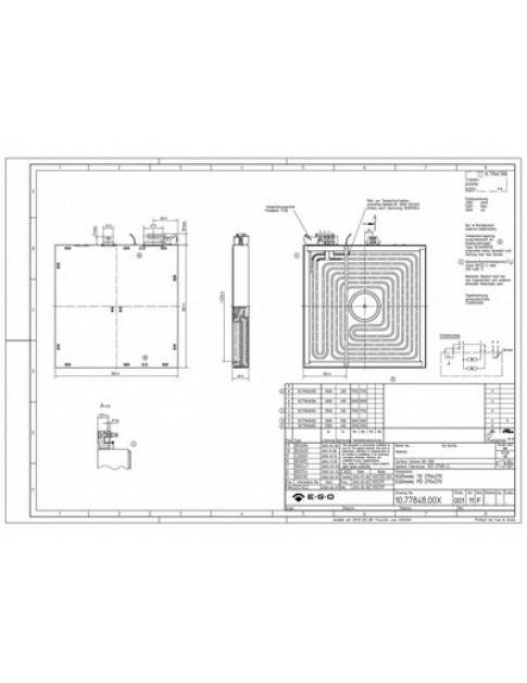 Конфорка квадратна радіальна EGO 490143 10.77848.008 300x300mm 3500W 400V (з розпізнавачем каструлі)