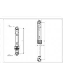 Амортизатор бака для пральної машини LG AKS 4901ER2003A 100N L=170-260mm D отворів=11mm