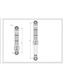 Амортизатор бака для пральної машини LG 4901ER2003B ANSA 80N L=170-265mm D отворів=11mm