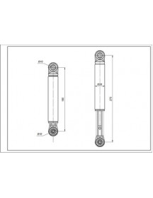 Амортизатор бака для пральної машини Ardo 499006400 ANSA 250N L=185-275mm D отворів=10mm