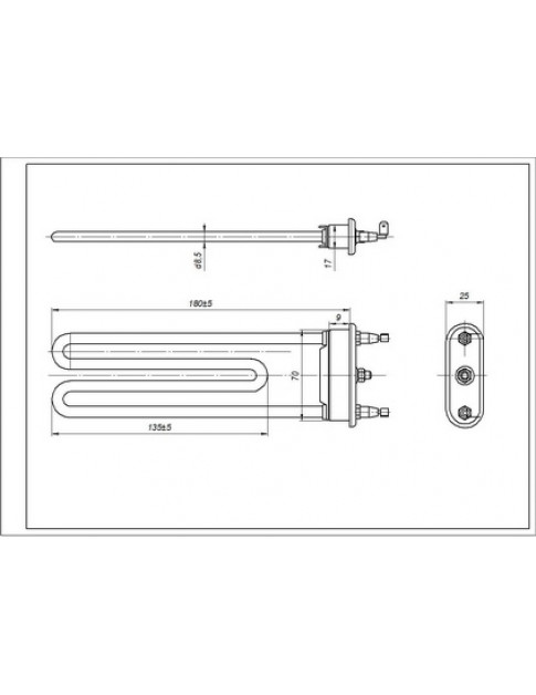 Тен для пральної машини Ardo 524017300 TP 183-LB-1900 Thermowatt L=183mm 1900W Тен для пральної машини Ardo 524017300 TP 183-LB-1900 Thermowatt L=183mm 1900W