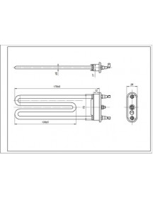 Тен для пральної машини LG 5301ER1000H TP 175-SG-1900 Kawai L=175mm 1900W