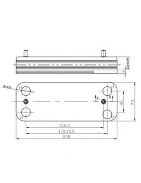 Теплообмінник пластинчастий ГВП (14 пластин) для газового котла Baxi/Westen 5686680