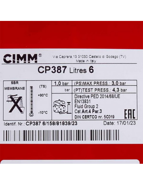 Розширювальний бак 6 л для газового котла Baxi/Westen 5693920 Розширювальний бак 6 л для газового котла Baxi/Westen 5693920