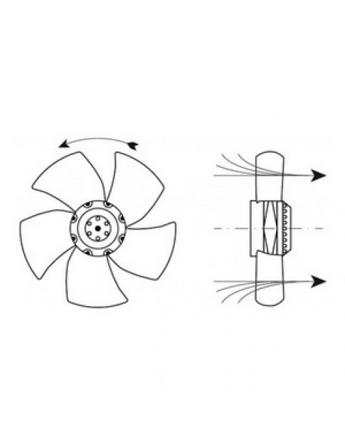 Вентилятор обдуву EBM-PAPST для шокової заморозки Zanussi 601707 A2E300-AC47-02 140/190W 230V D=300mm