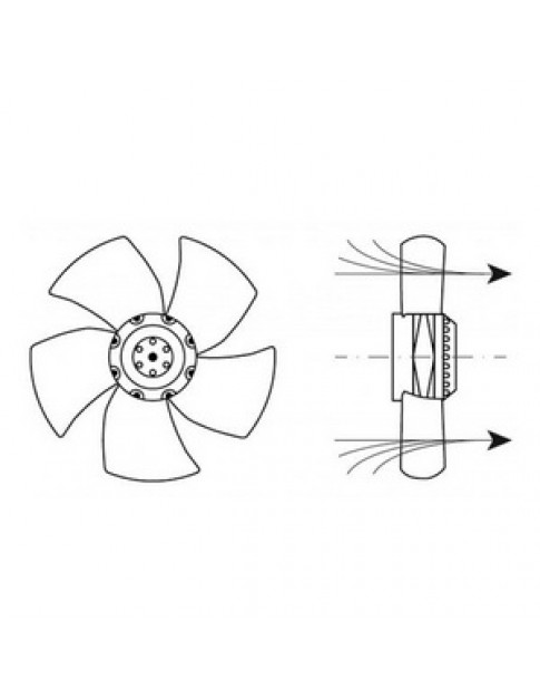 Вентилятор обдуву HIDRIA для шокової заморозки 601811 R09R-3030HP-4M-2543 65/90W 230V D=300mm