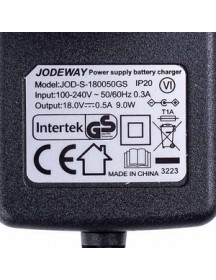 Адаптер YLS0121A-E180050 для акумуляторного пилососа Gorenje 602727 9W 100-240V 18V 500mA