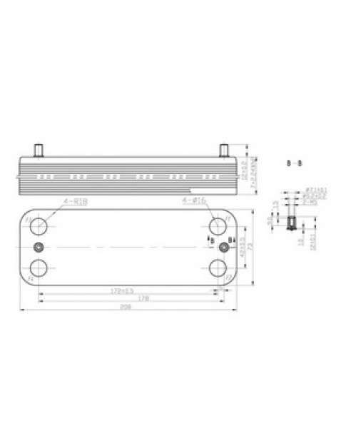 Теплообмінник пластинчастий ГВП (16 пластин) для газового котла 61011164