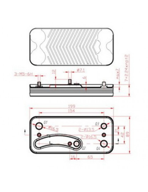 Теплообмінник пластинчастий ГВП (14 пластин) для газ. котла Sime Format Dewy.zip BF, Format.zip BF 6281522
