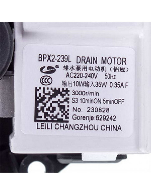 Помпа (насос) для пральної машини Gorenje 629242 LEILI 25 Вт BPX2-239L (контакти спарені ззаду, на 3 саморізи)