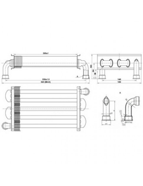 Теплообмінник первинний для газового котла Ariston Clas Evo System, Chaffoteaux Alixia (атмо) 65104247