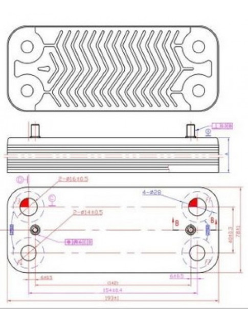 Теплообмінник пластинчастий ГВП (12 пластин) для газового котла Ariston/Сhaffoteaux 65104333