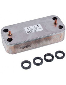 Теплообмінник пластинчастий ГВП Gidex (16 пластин) для газового котла Ariston Cenus One, Alteas One, Clas 65116537