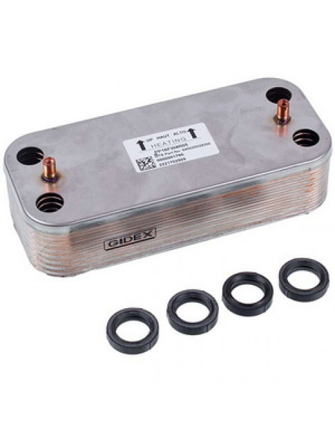 Теплообмінник пластинчастий ГВП Gidex (16 пластин) для газового котла Ariston Cenus One, Alteas One, Clas 65116537