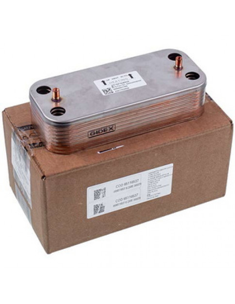 Теплообмінник пластинчастий ГВП Gidex (16 пластин) для газового котла Ariston Cenus One, Alteas One, Clas 65116537