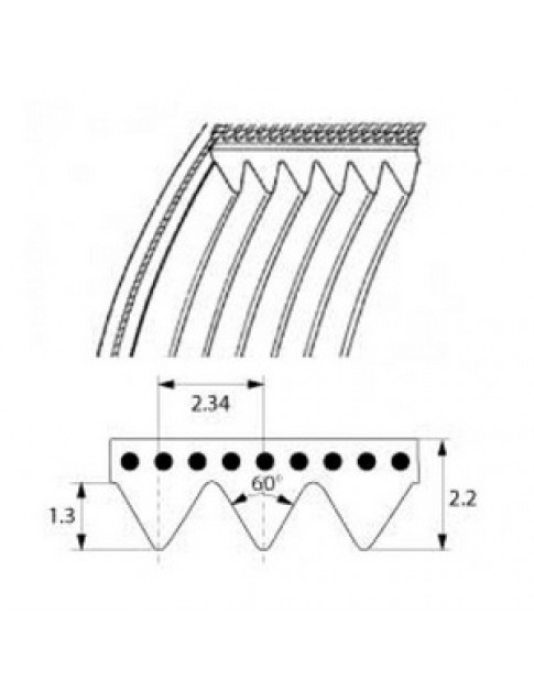 Ремінь поліклиновий MEGADYNE для картоплечистки Sirman PP4, PP8 серії 698226 TB2.34-432