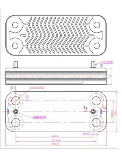 Теплообмінник пластинчастий ГВП (14 пластин) для газового котла 6SCAMPIA01