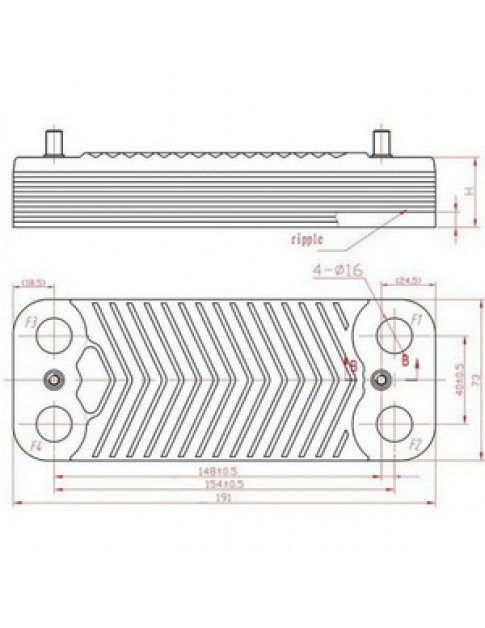 Теплообмінник пластинчастий ГВП (16 пластин) для газового котла 7006951209