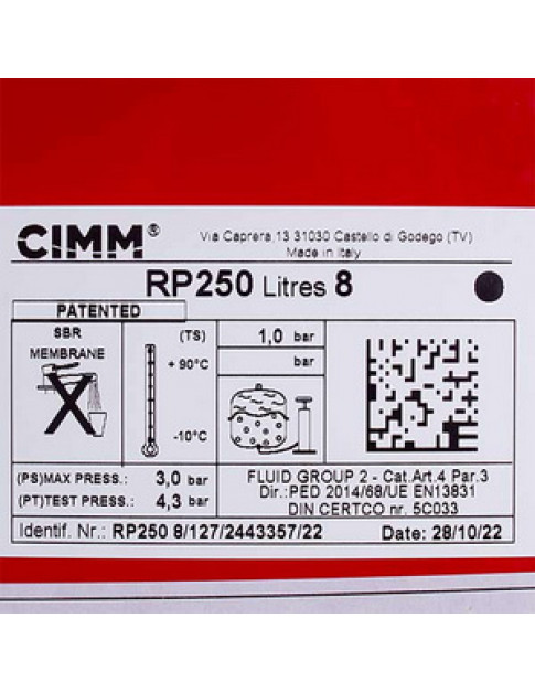 Розширювальний бак Cimm 8 л для газового котла Baxi ECO Compact, ECO-5 Compact, Power HT 710418200