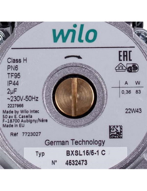 Насос циркуляційний у зборі Wilo BXSL15/5-1 83 Вт для газового котла Baxi Fourtech, Main Four, Westen Pulsar, Quasar 721957500