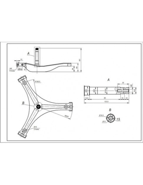 Хрестовина барабана для пральної машини Атлант 730136201500 L=125mm