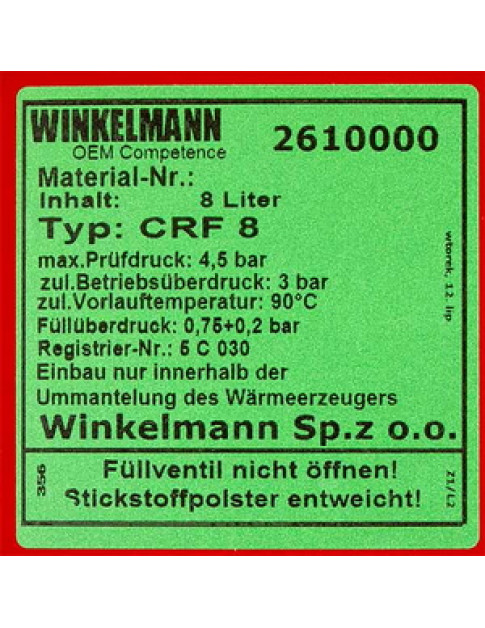 Розширювальний бак Winkelmann CRF 8 л 1/2&apos&apos для газового котла Viessmann Vitopend WHO, WH0A 7817485